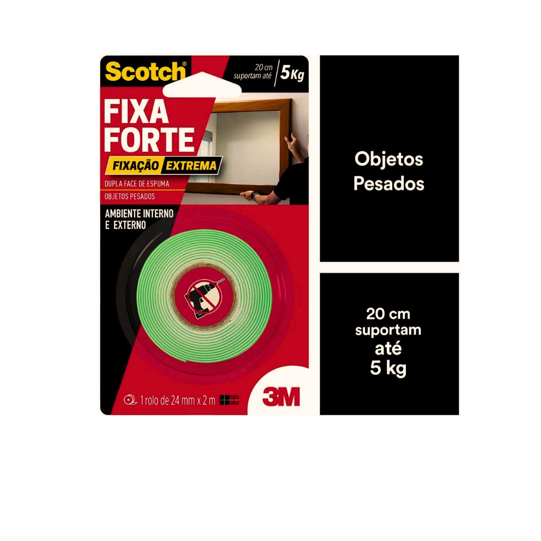 Fita Dupla Face Fixa Forte Scotch 3m Espu...